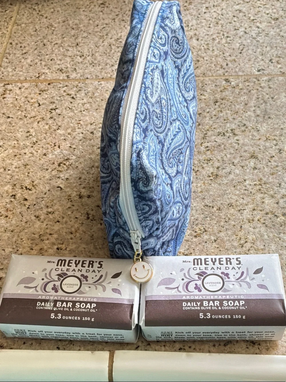 Blue Paisley Toiletry Bag & Two Bars Meyers Lavender Soap